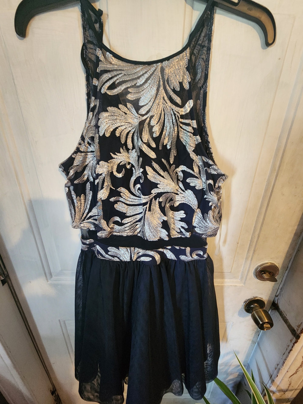 Teeze Me Black Dress with Silver Embroidered Bodice